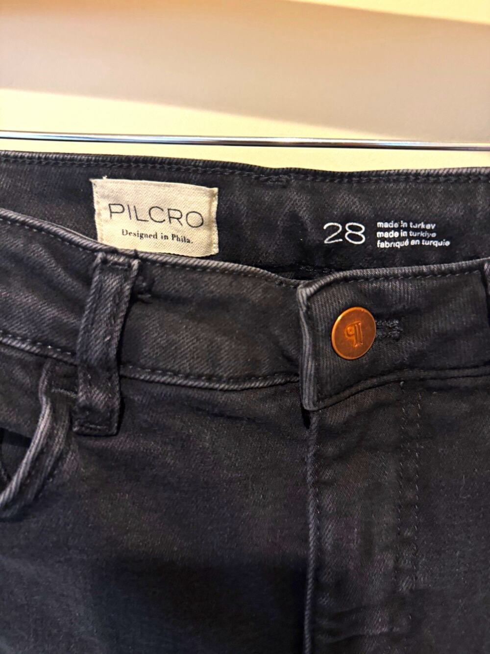 Pilcro Anthropologie Women’s Mid-Rise Skinny Jeans Black Dark Wash Denim 28
